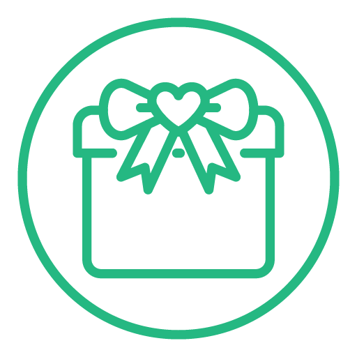 NUYU gift wrap service icon in green showing present box with bow for wellness supplement UK