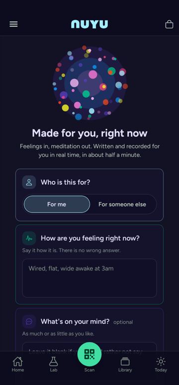 App screen: Made for you, right now