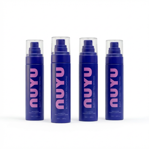 NUYU magnesium muscle joint spray bottles UK wellness brand four pack