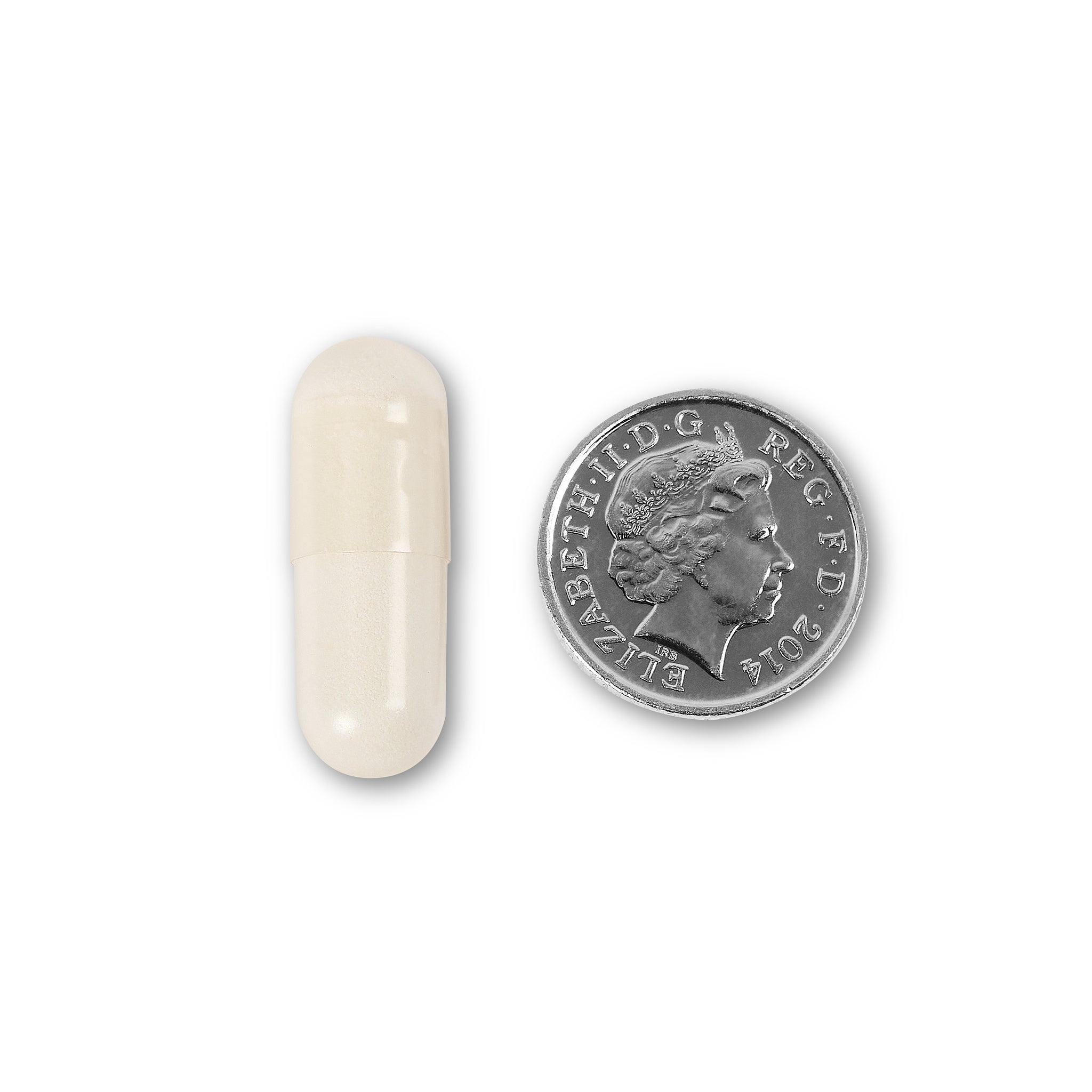 marine collagen capsule size next to 5 pence 