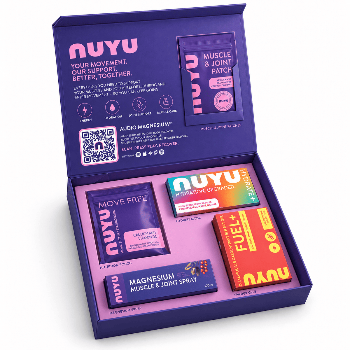 NUYU Muscle & Recovery Box | Recovery & Joint Support Box with Audio Magnesium™
