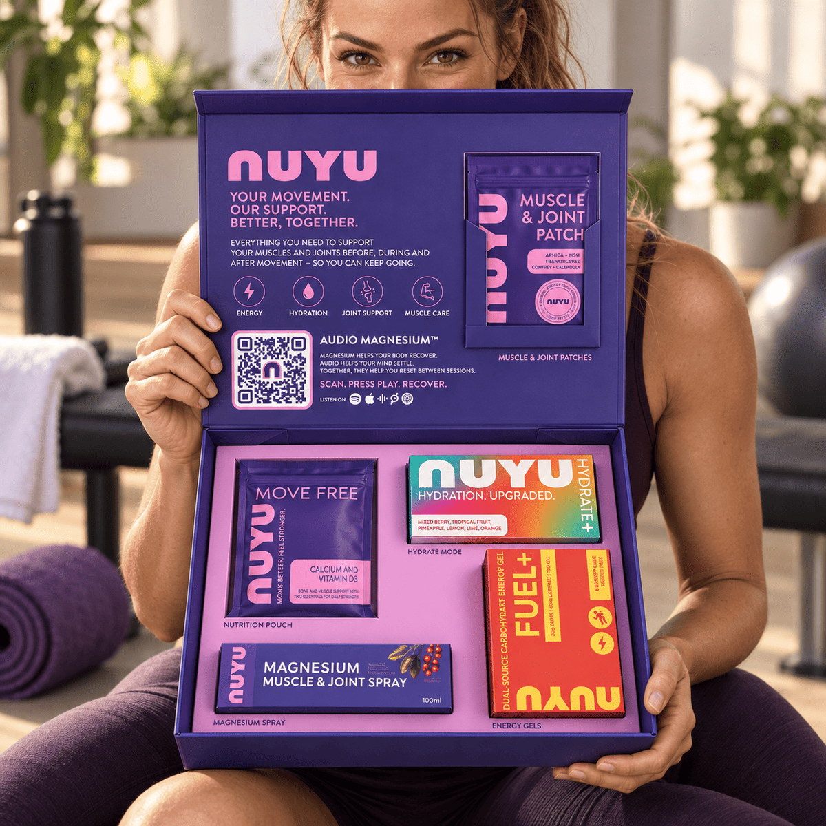 NUYU Muscle & Recovery Box | Recovery & Joint Support Box with Audio Magnesium™