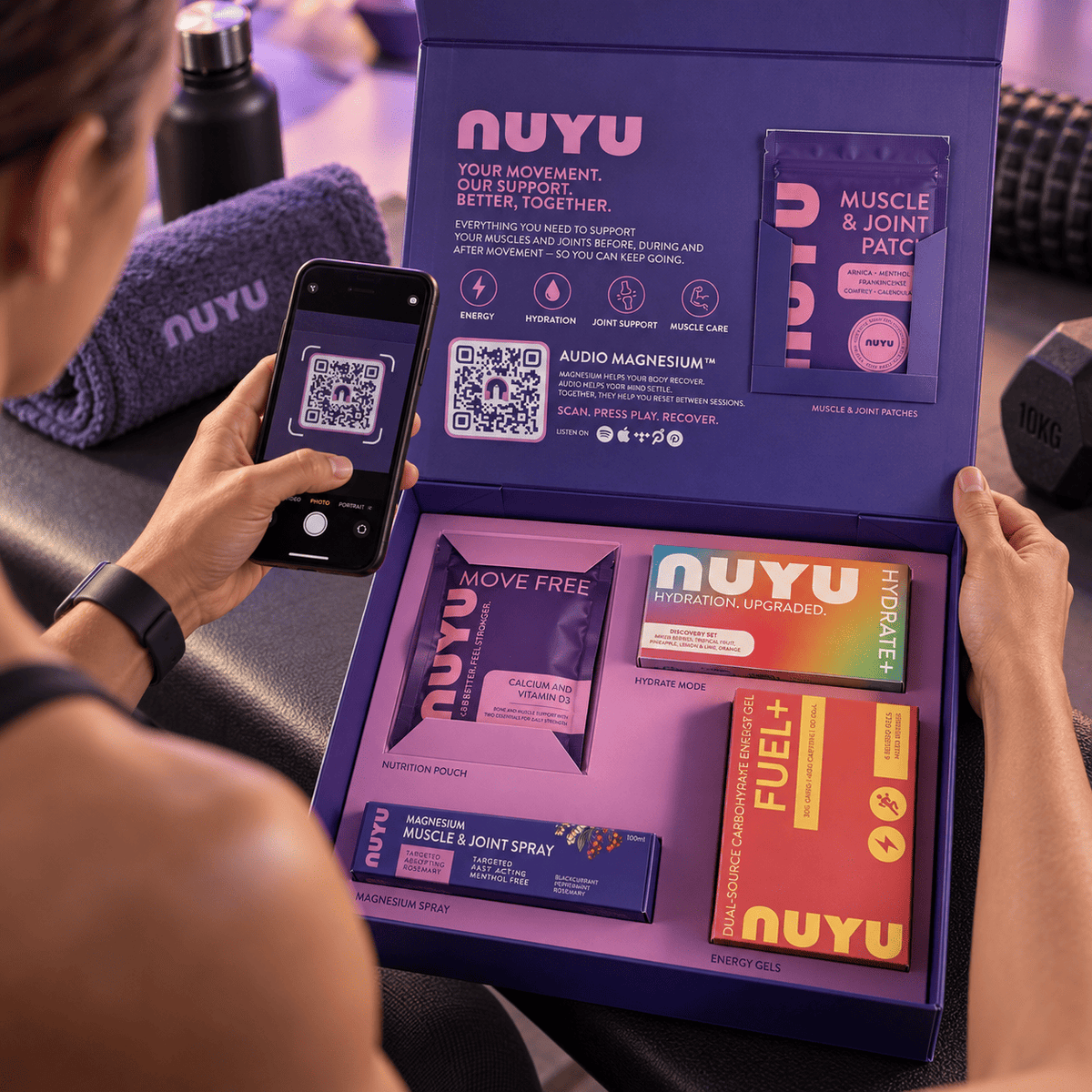 NUYU Muscle & Recovery Box | Recovery & Joint Support Box with Audio Magnesium™