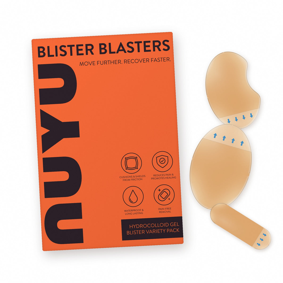 NUYU Blister Blasters hydrocolloid gel blister plasters pack with plasters