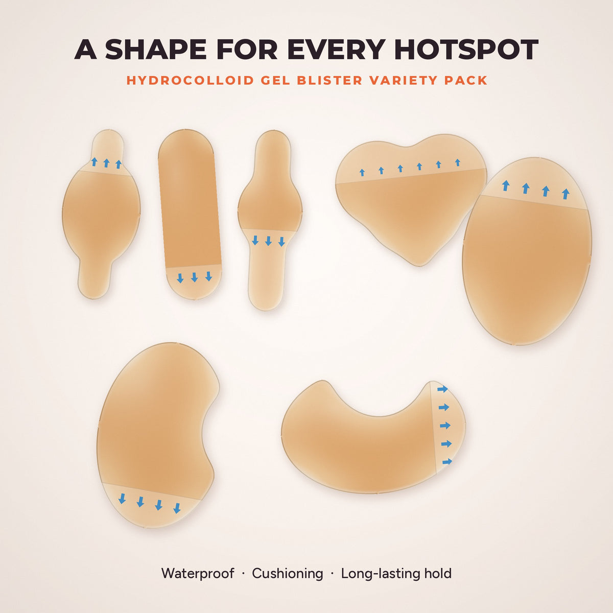 Blister Blasters variety pack of hydrocolloid plaster shapes for every hotspot