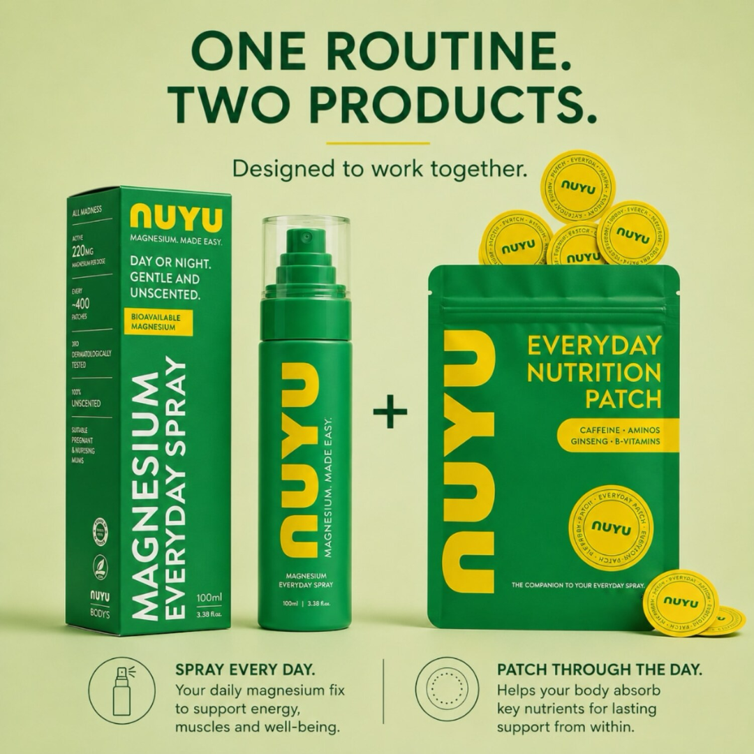 NUYU Magnesium Everyday Spray and Everyday Nutrition Support Patch