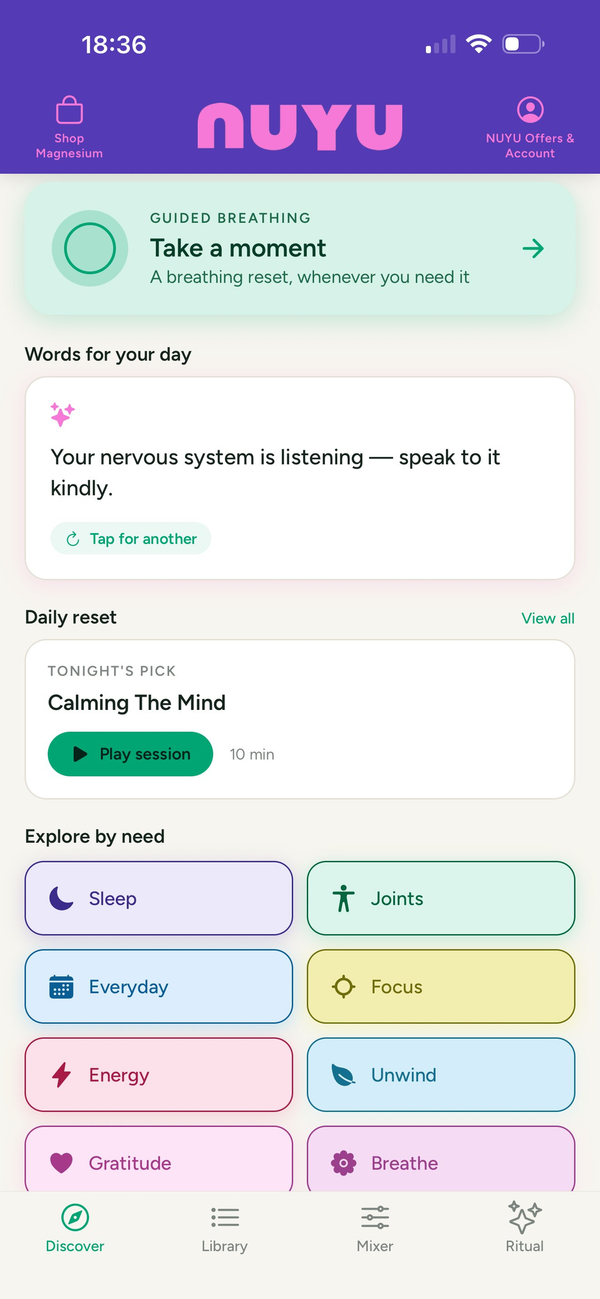 NUYU app screen