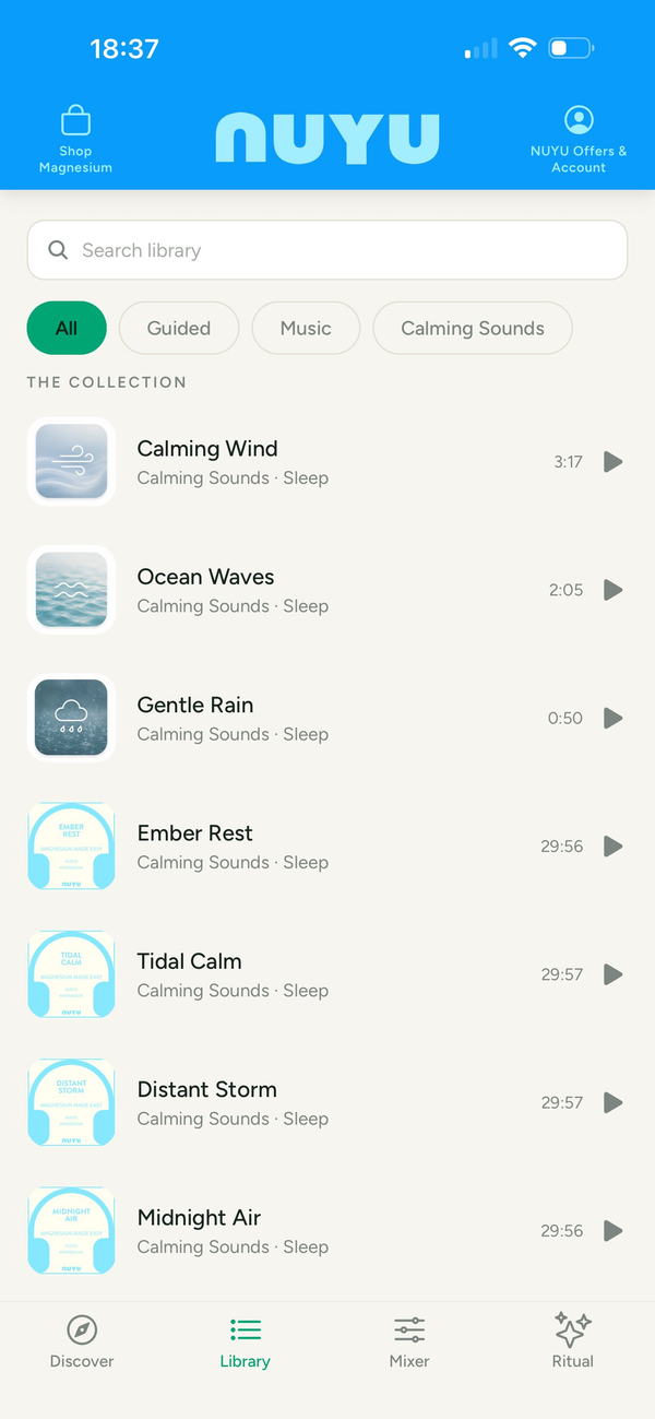 NUYU app screen
