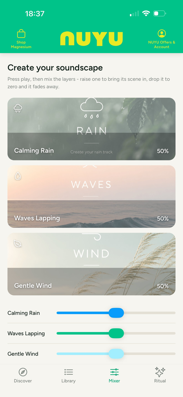 NUYU app screen