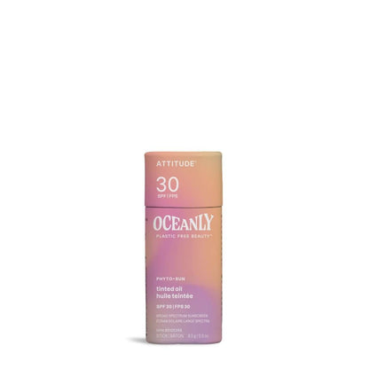 NUYU ATTITUDE tinted oil SPF 30 stick in coral gradient packaging, wellness supplement UK