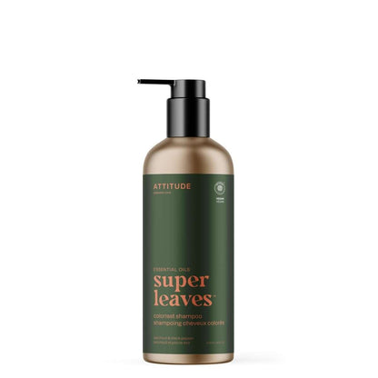 NUYU ATTITUDE green patchouli black pepper colorlast shampoo bottle with pump dispenser wellness supplement UK