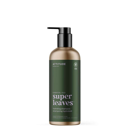 NUYU ATTITUDE green hydrating shampoo bottle with pump dispenser, wellness supplement UK brand