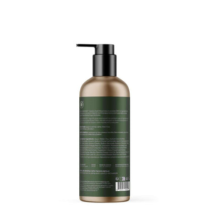 NUYU back view of ATTITUDE hydrating peppermint shampoo bottle showing green label wellness supplement UK