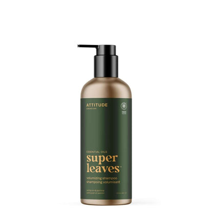 NUYU Attitude Super Leaves volumising shampoo bottle with pump dispenser, wellness supplement UK