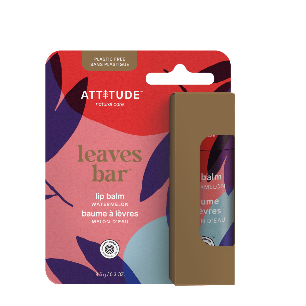 ATTITUDE super leaves watermelon vegan lip balm with shea butter for hydration and soft lips