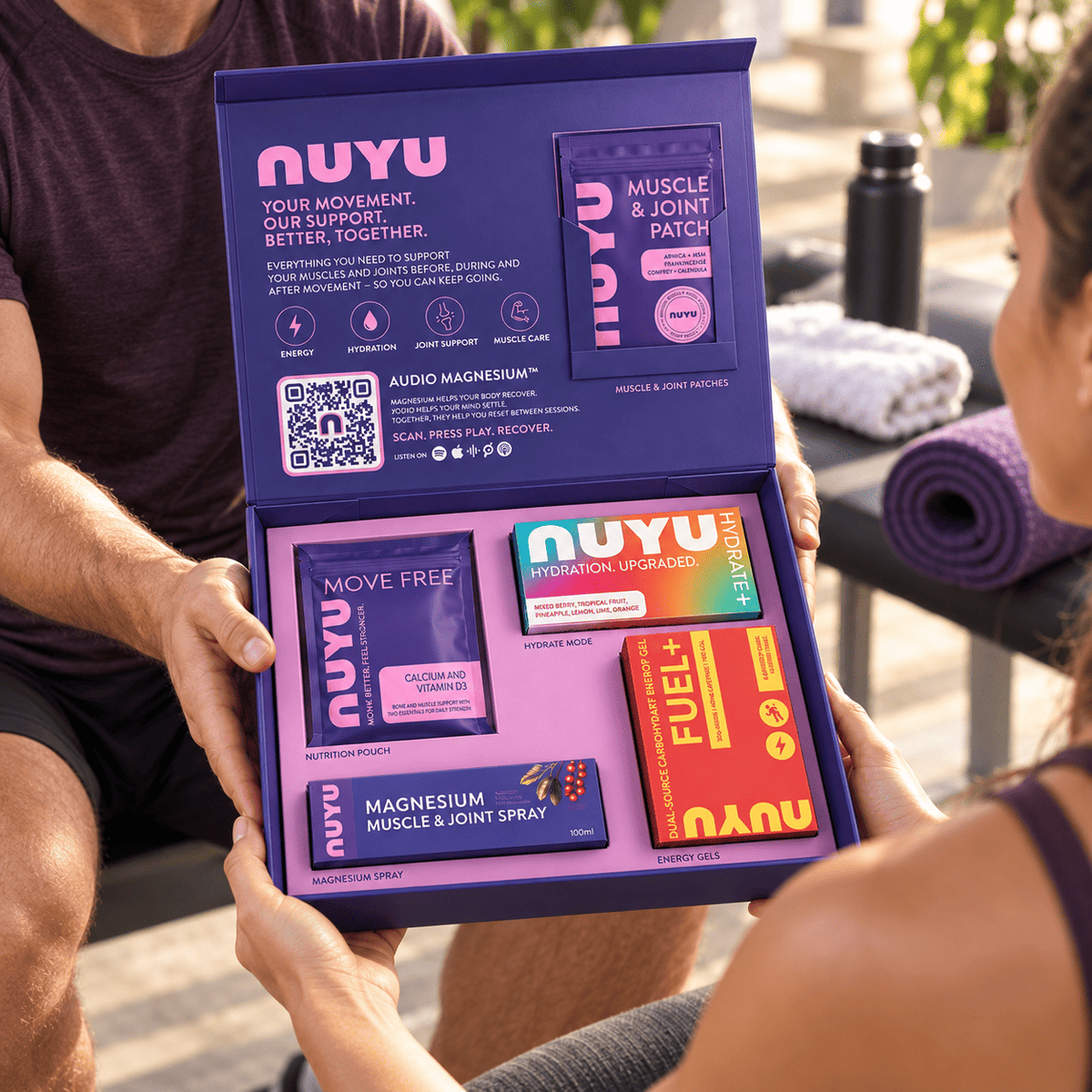 NUYU Muscle & Recovery Box | Recovery & Joint Support Box with Audio Magnesium™