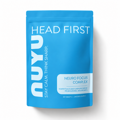 NUYU Head First Neuro Focus Complex, blue pouch of 60 tablets (two-month supply)