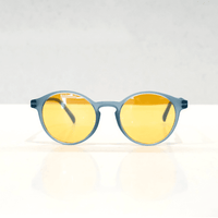 NUYU Afterlight blue light blocking glasses UK with yellow lenses on white background