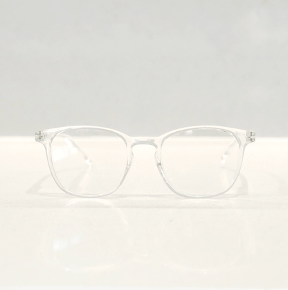 NUYU Afterlight blue light blocking glasses UK clear transparent frame front view