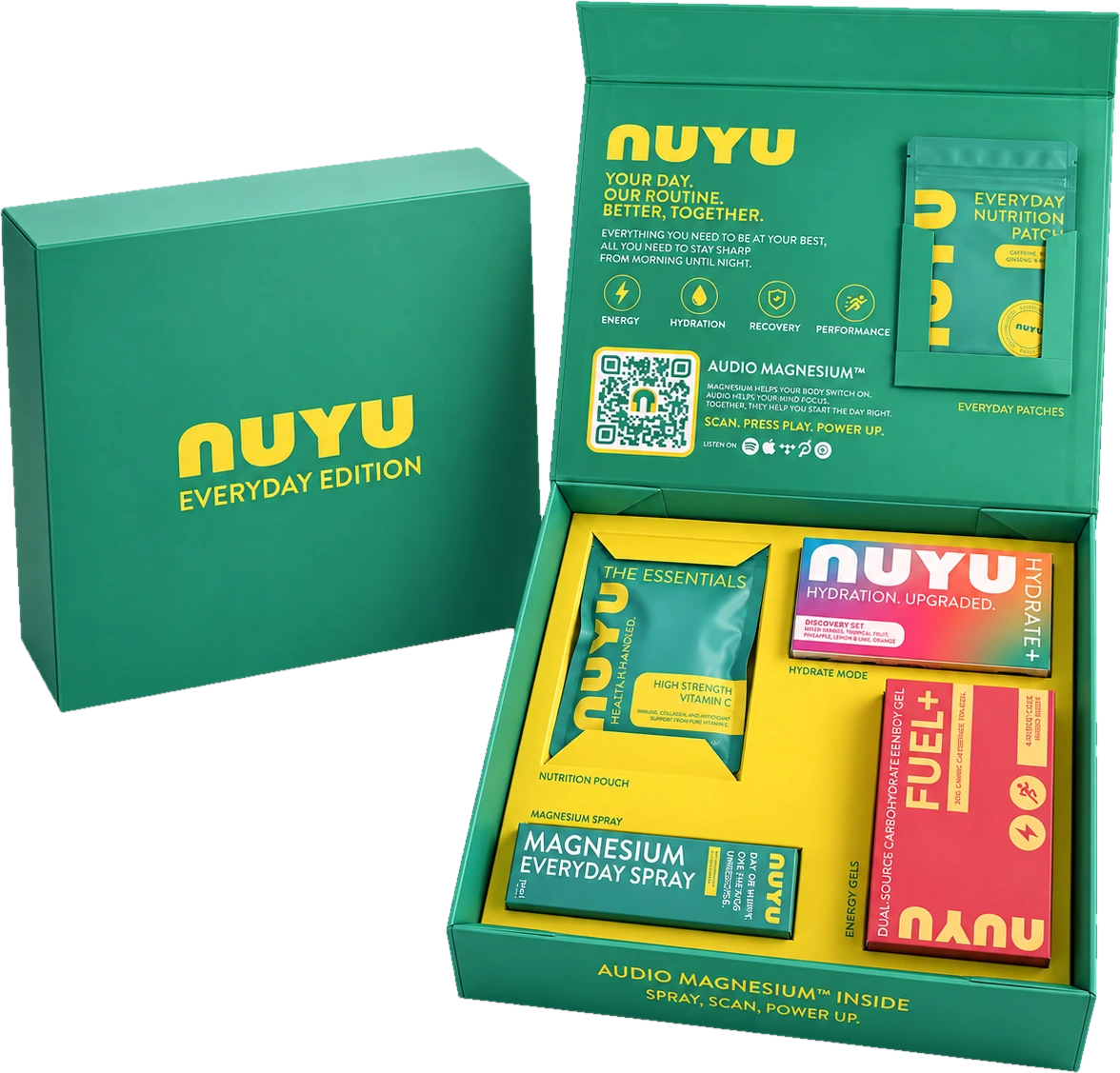 NUYU Everyday Edition box, closed and open