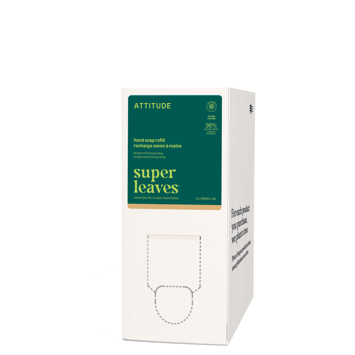 ATTITUDE eco-friendly hand soap refill with bergamot and ylang-ylang scent in 2L packaging