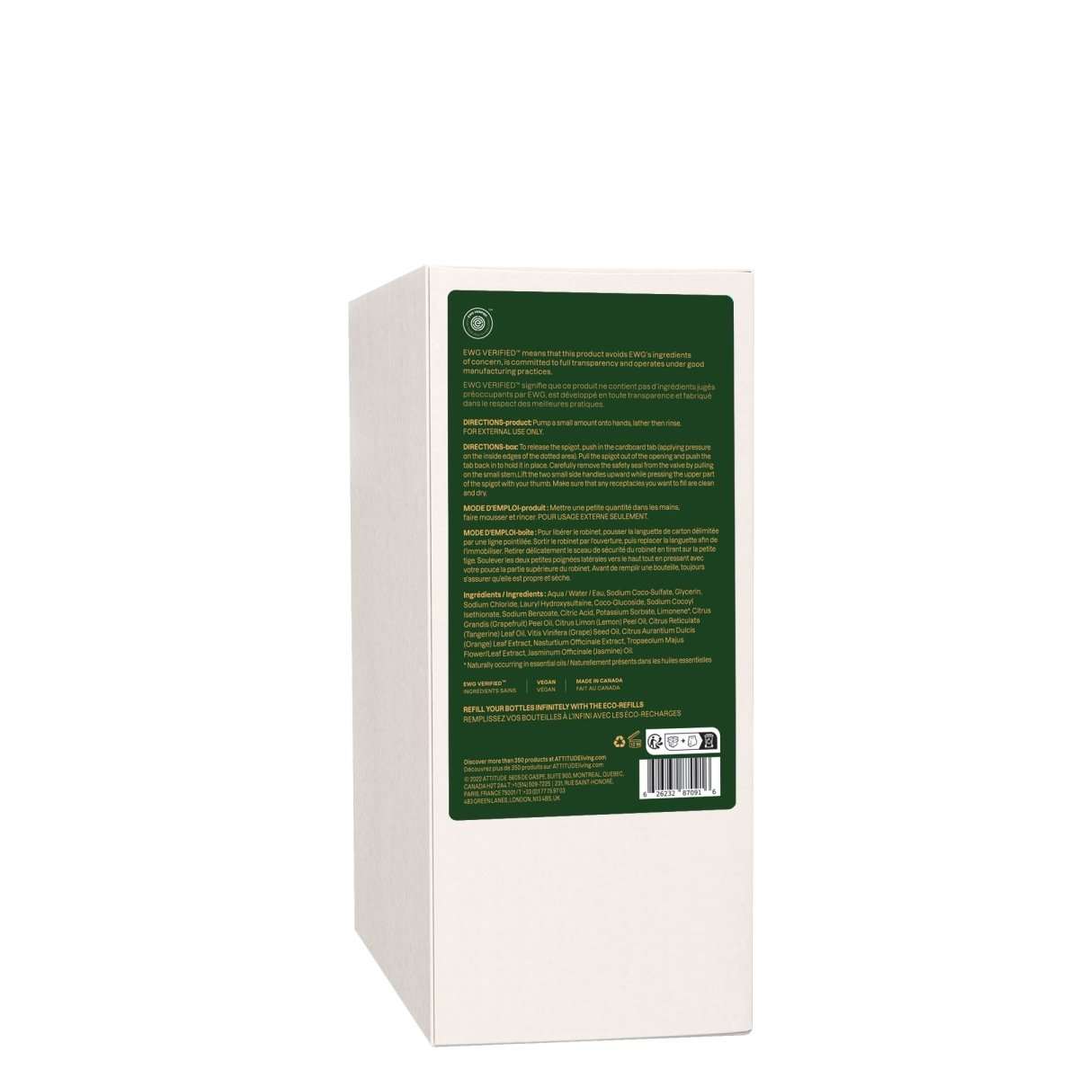 ATTITUDE Hand Soap Eco-Refill Petitgrain & Jasmine 2L with natural ingredients and floral scent