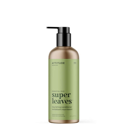 NUYU Attitude Super Leaves nourishing conditioner bottle with pump dispenser, wellness supplement UK brand