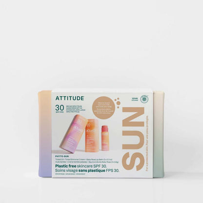 NUYU ATTITUDE PHYTO-SUN SPF 30 kit box showing three coral-toned wellness supplement UK products