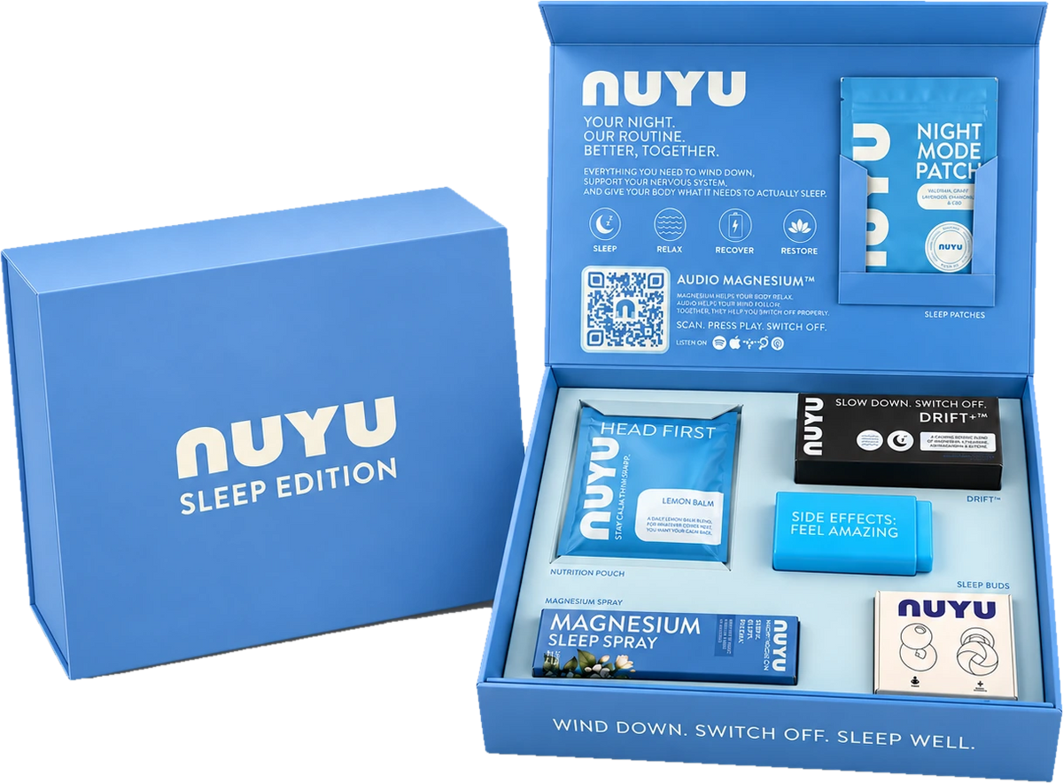 NUYU Sleep Edition box, closed and open