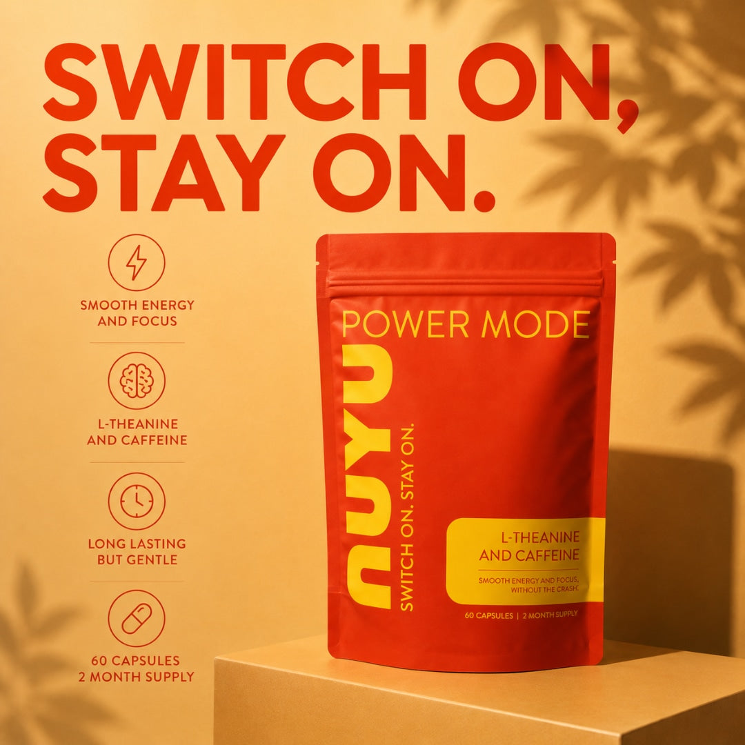 NUYU L-Theanine & Caffeine Capsules for Focus and Energy Support
