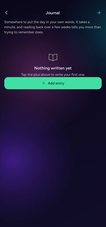 App screen: A journal, for the words